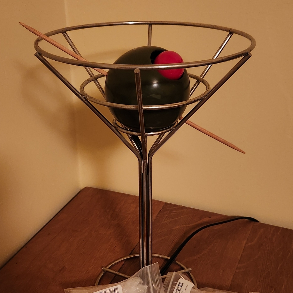 David Krys 1993 Martini Lamp, Silver With Green Olive